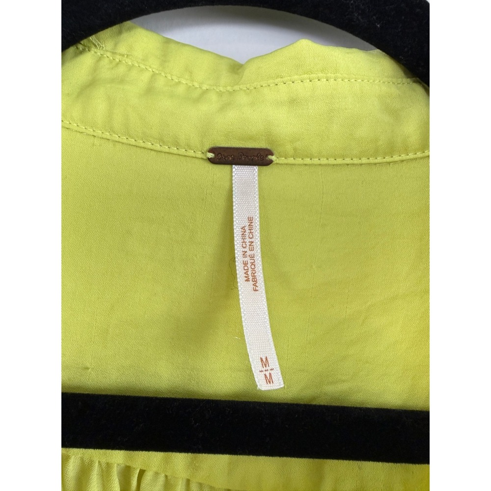 Free People "Best of Both Worlds" Blouse Yellow M Sheer High Low Asymmetrical - Picture 2 of 6
